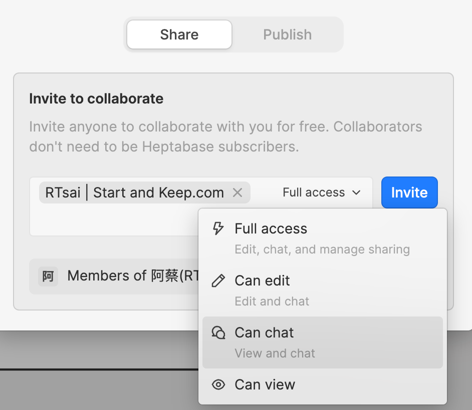 Heptabase 協作權限